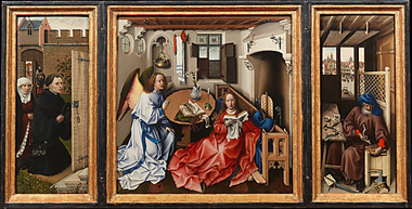 Campin's Mérode Altarpiece (Metropolitan Museum of Art at the Cloisters, c. 1426)