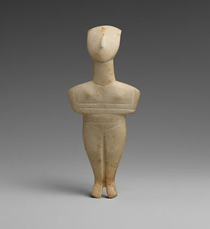 Cycladic female figure (Metropolitan Museum, c. 2400–2200 B.C.E.)