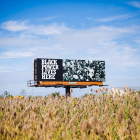 Madeleine Thomas and Theaster Gates's For Freedoms billboard, Gary(International Center of Photography, 2018)