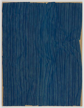 Helene Appel's Loosely Laid Out Large Blue Fabric (James Cohan, 2013)