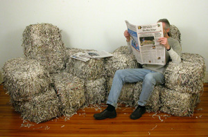 Curt Ikens's Newspaper Bale Chairs (Pierro Gallery, 2004–2006)