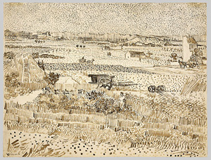 Vincent van Gogh's Harvest in Provence (National Gallery of Art, Washington, 1888)