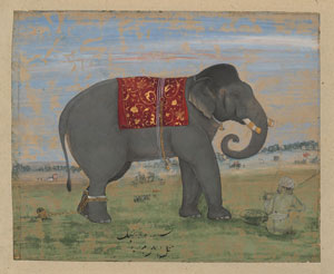 possibly Ilyas Khan Bahadur's Elephant and Keeper (Howard Hodgkin collection, c. 1650–1660)